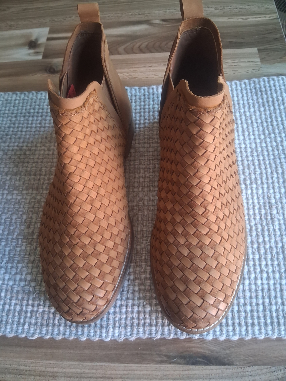 Coldwater Creek Woven Leather Ankle Booties - Tan Size 7M